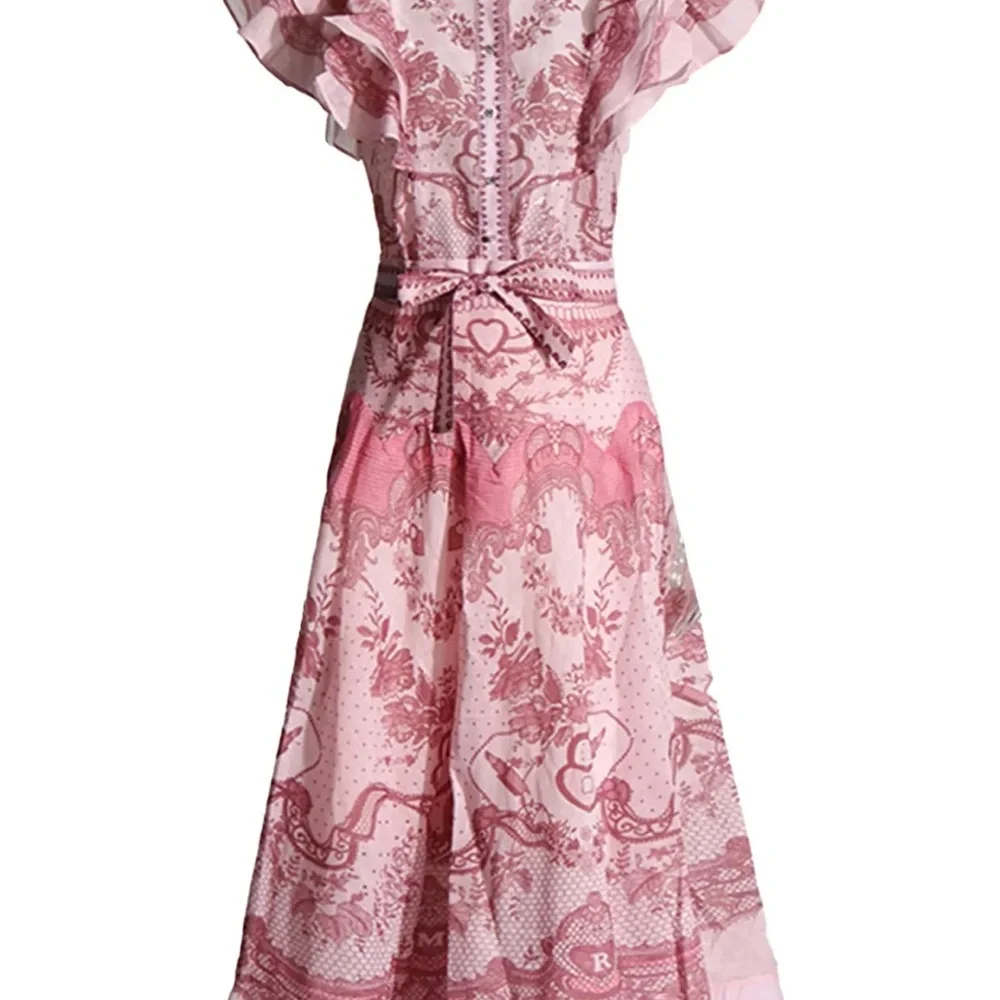 Designer-Style Pink Ruffled Two-Piece Dress Set - Picture 3 of 10